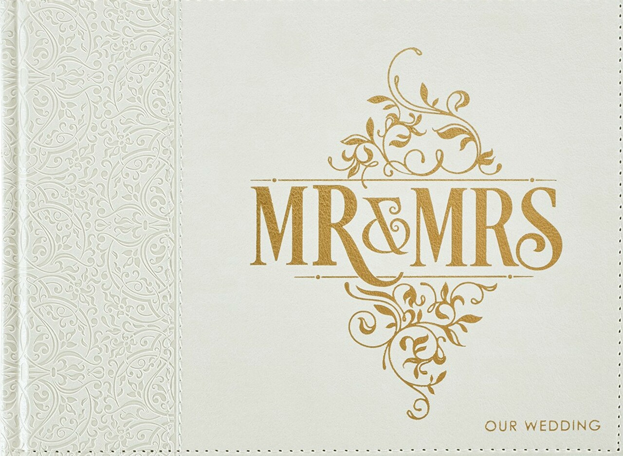 Off White Lace Mr. &#x26; Mrs. Wedding Guest Book